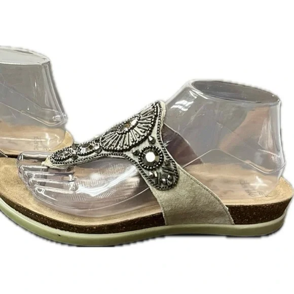 Dansko Pamela Jewelled Rhinestone Metallic Thong Flip Flop Cork Leather 39 8.5-9 - Picture 9 of 16